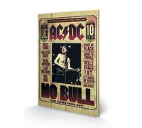 Pyramid International AC-DC No Bull Wood Print, Multi-Colour, 40 x 59 cm