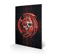 Pyramid International Anne Stokes Skull Embrace Wood Print 40 x 59cm, Multi-Colour, 40 x 59 x 1.3 cm