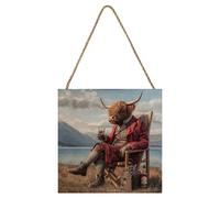 Pyramid International Another Dram By The Loch Highland Cow Plaque Multicoloured (One Size)