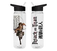 Pyramid International Attack on Titan Water Bottle (Scout Eren Yeager Design) Clear Plastic Water Bottle 540ml, Drinks Bottle - Official Merchandise