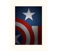 Pyramid International Avengers Assemble (Captain America Torso) -Mounted Print Memorabilia 30 x 40cm, Paper, Multi-Colour, 30 x 40 x 1.3 cm