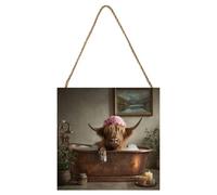 Pyramid International Bathing Beauty Highland Cow Plaque Multicoloured (One Size)