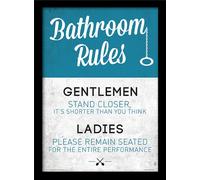 Pyramid International "Bathroom Rules" Framed Print Memorabilia, Multi-Colour, 30 x 40 cm