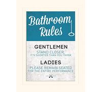 Pyramid International Bathroom Rules Mounted Print Memorabilia, Multi-Colour, 30 x 40 x 1.3 cm