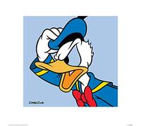 Pyramid International "Blue Donald Duck Art Print, Multi-Colour, 40 x 40 x 1.3 cm