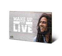 Pyramid International Bob Marley Wake Up & Live Wood Print, Multi-Colour, 40 x 59 cm