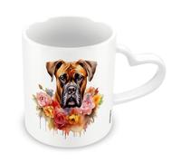 Pyramid International, Boxer Mug, Coffee and Hot Chocolate Ceramic Mug, Heart Shaped Handle, Watercolour Love My Dog Collection, 11oz / 315ml, One Size, White