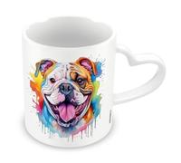 Pyramid International, Bulldog Mug, Coffee and Hot Chocolate Ceramic Mug, Heart Shaped Handle, Paint Love My Dog Collection, 11oz / 315ml, One Size, White