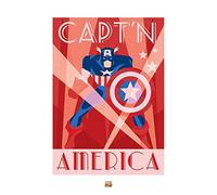 Pyramid International "Captain America Marvel Deco Art Print, Multi-Colour, 60 x 80 x 1.3 cm