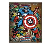 Pyramid International Captain America Retro Marvel Comics Mini Poster, Plastic/Glass, Multi-Colour, 40 x 50 x 1.3 cm