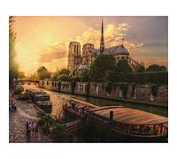 Pyramid International Cathedrale Notre-Dame De Paris Canvas Print (50cm x 40cm) (Green/Yellow)