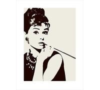 Pyramid International "Cigarello Audrey Hepburn Art Print, Multi-Colour, 60 x 80 x 1.3 cm