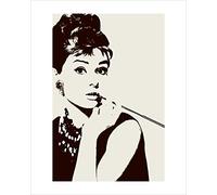 Pyramid International Cigarello Audrey Hepburn Art Print, Paper, Multi-Colour, 40 x 50 x 1.3 cm