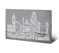 Pyramid International Citography London Grey Wood Print 40 x 59cm, Multi-Colour, 40 x 59 x 1.3 cm