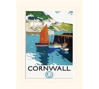 Pyramid International Cornwall Boats Mounted Print Memorabilia, Multi-Colour, 30 x 40 cm