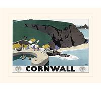Pyramid International Cornwall Coast Mounted Print Memorabilia, Multi-Colour, 30 x 40 cm