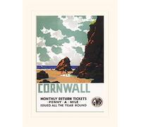Pyramid International Cornwall Penny A Mile Mounted Print Memorabilia, Multi-Colour, 30 x 40 x 1.3 cm