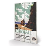 Pyramid International Cornwall Penny a Mile Wood Print, Multi-Colour, 45 x 76 x 1.3 cm