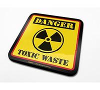 Pyramid International Danger Toxic Waste Official Drinks Coaster Protective Melamine Cover with Cork Base, Wood, Multi-Colour, 40 x 59 x 1.3 cm