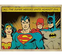 Pyramid International "DC Comics Heroes Unite Against Evil Canvas Print, Multi-Colour, 30 x 40 x 1.3 cm