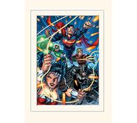 Pyramid International DC Comics Justice League Attack Mounted Print Memorabilia, Multi-Colour, 30 x 40 x 1.3 cm