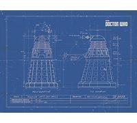 Pyramid International "Doctor Who Dalek Blueprint Canvas Print, Multi-Colour, 30 x 40 x 1.3 cm