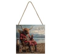 Pyramid International Dram By The Loch Highland Cow Plaque Multicoloured (One Size)