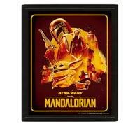 Pyramid International EPPL71532 Star Wars Lenticular 3D Poster in Box Frame, The Mandalorian Season 2 Montage Design, 25cm Length, 20cm Width, 1.3cm Height