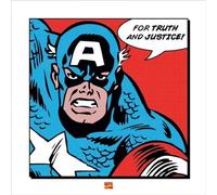 Pyramid International "For Truth and Justice Captain America Art Print, Multi-Colour, 40 x 40 x 1.3 cm