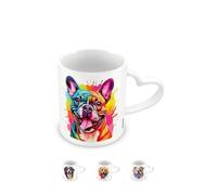 Pyramid International, Frenchie Mug, Coffee and Hot Chocolate Ceramic Mug, Heart Shaped Handle, Paint Love My Dog Collection, 11oz / 315ml, One Size, White