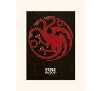 Pyramid International Game of Thrones Targaryen Mounted Print Memorabilia, Multi-Colour, 30 x 40 x 1.3 cm