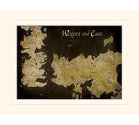 Pyramid International Game of Thrones Westeros And Essos Antique Map Mounted Print Memorabilia, Multi-Colour, 30 x 40 x 1.3 cm