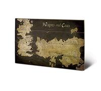 Pyramid International Game of Thrones Westeros and Essos Antique Map Wood Print, Multi-Colour, 40 x 59 cm