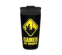Pyramid International Gamer At Work Caution Sign 450ml Travel Mug in Black Pyramid International Black