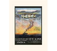 Pyramid International Glasgow and Liverpool to India Mounted Print Memorabilia, Multi-Colour, 30 x 40 cm