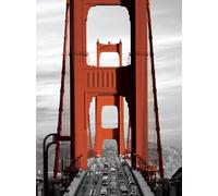 Pyramid International Gold Gate Bridge Digital Digital Canvas, 60cm x 80cm