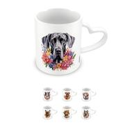 Pyramid International, Great Dane Mug, Coffee and Hot Chocolate Ceramic Mug, Heart Shaped Handle, Watercolour Love My Dog Collection, 11oz / 315ml, One Size, White