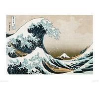 Pyramid International "Great Wave Off Kanagawa Paper Art Print, Multi-Colour, 60 x 80 x 1.3 cm