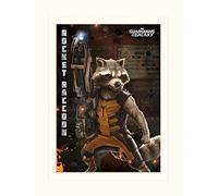 Pyramid International Guardians of The Galaxy Rocket Raccoon Mounted Print Memorabilia, Multi-Colour, 30 x 40 x 1.3 cm