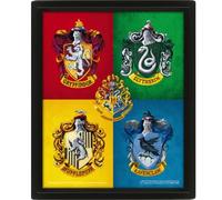 Pyramid International - Harry Potter 3D Lenticular Poster - Colourful Crests - 25x20x1.3cm Framed