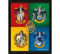 Pyramid International HARRY POTTER 3D Lenticular Poster of Colourful Crests 25cm x 20cm x 1.3cm in Box Frame - Official Merchandise