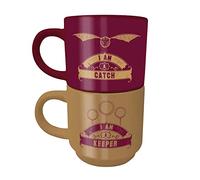 Pyramid International Harry Potter Set of 2 Mugs, Quidditch Catch and Keeper Stacking Mug Set - Official Merchandise, Gold