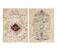 Pyramid International Harry Potter Set of 2 Posters, Marauder's Map and School Supplies List, 52 x 38 cm