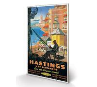 Pyramid International Hastings and St. Leonards Wood Print, Multi-Colour, 45 x 76 x 1.3 cm