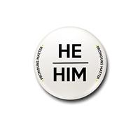 Pyramid International He/Him Badge (One Size) (White/Black)