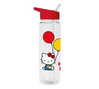 Pyramid International Hello Kitty (Balloons) Plastic Water Bottle, 24oz/700ML with PE Straw - Durable, Spill-Proof Design for On-the-Go Hydration