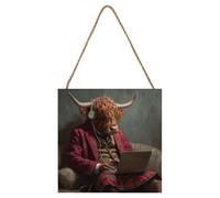Pyramid International Highland Blogger Highland Cow Plaque Multicoloured (One Size)
