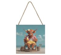Pyramid International Highland Cocktail Highland Cow Plaque Multicoloured (One Size)