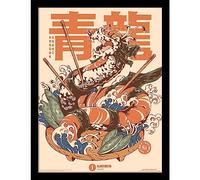 Pyramid International Ilustrata Poster in Frame (Dragon Sushi Design) Wall Art in 30x40cm Poster Frame - Official Merchandise