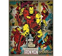 Pyramid International Iron Man Retro Marvel Comics Mini Poster, Plastic/Glass, Multi-Colour, 40 x 50 x 1.3 cm